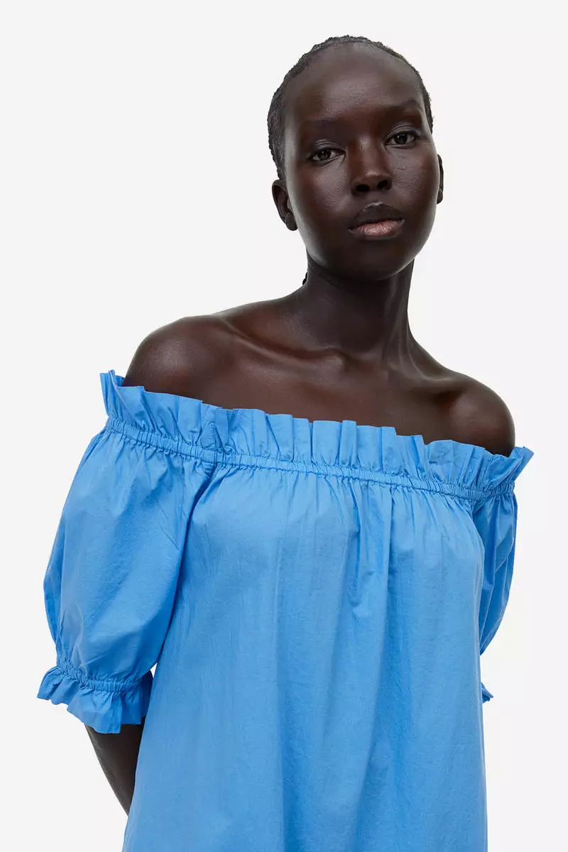 H&m blue off the shoulder dress clearance