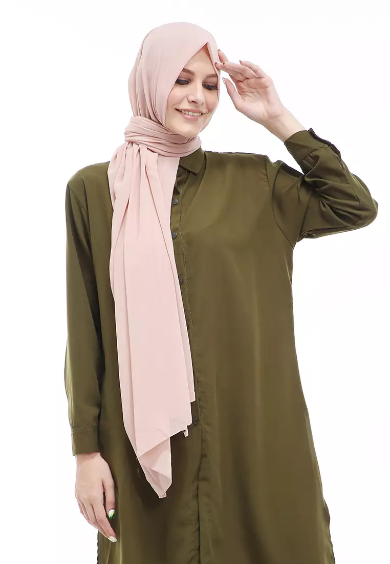 Sakilah Hijab Pashmina Ceruty Baby Doll Wanita Polos Relaxed Fit - Milo