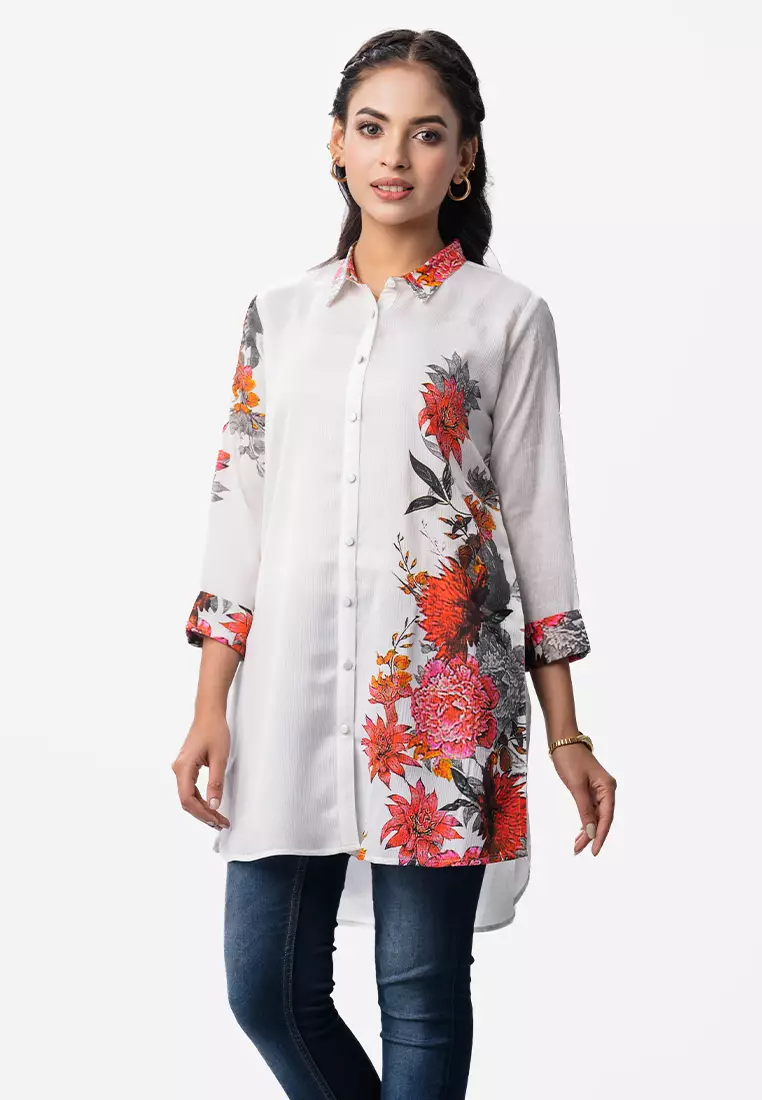Le Reve Hi-Low Panel Shirt Style Tunic By Nargisus
