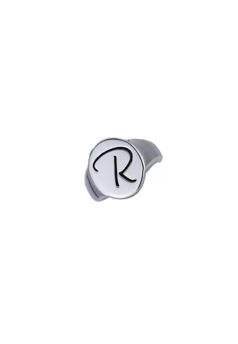  Sterling Silver Letter Signet Ring - R