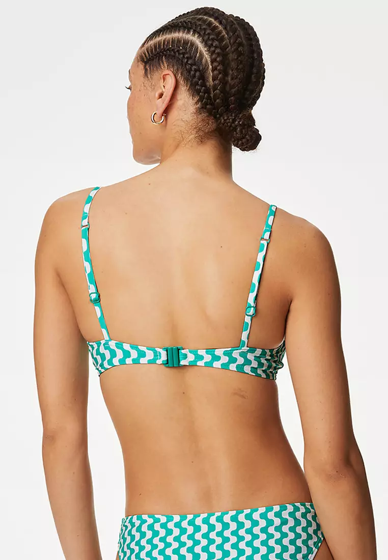 Printed Padded Scoop Neck Bikini Top