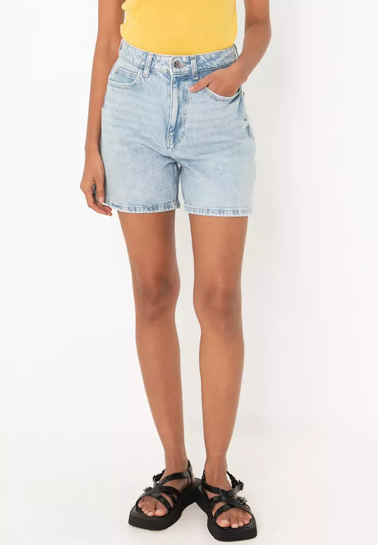 Mom fit jean shorts deals