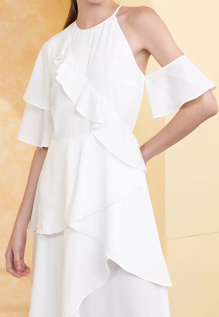 White cold shoulder discount dress