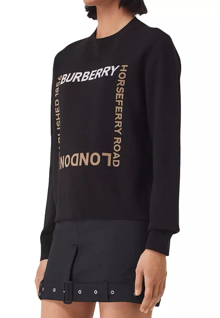 Horseferry Square Wool Blend Jacquard Sweater in Black