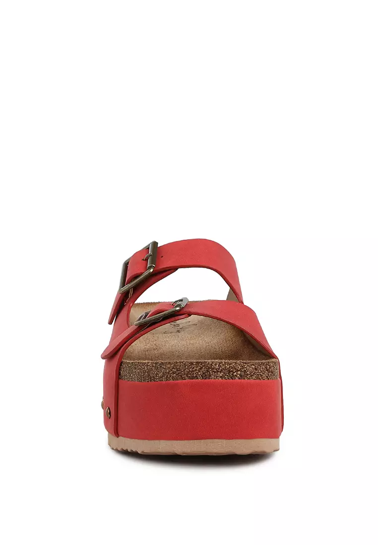 Studded Faux Leather Slip-On In Red