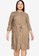 Only CARMAKOMA brown Plus Size Pin 3/4 Knee Dress DF24AAAB35D615GS_1