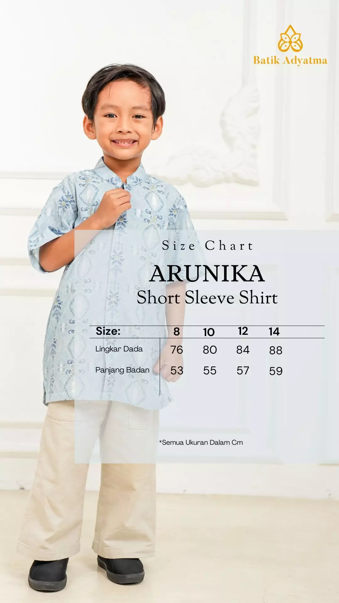 Sarimbit Arunika Sky Blue Pria  Kemeja Koko Anak Lengan Pendek Regular Fit Furing