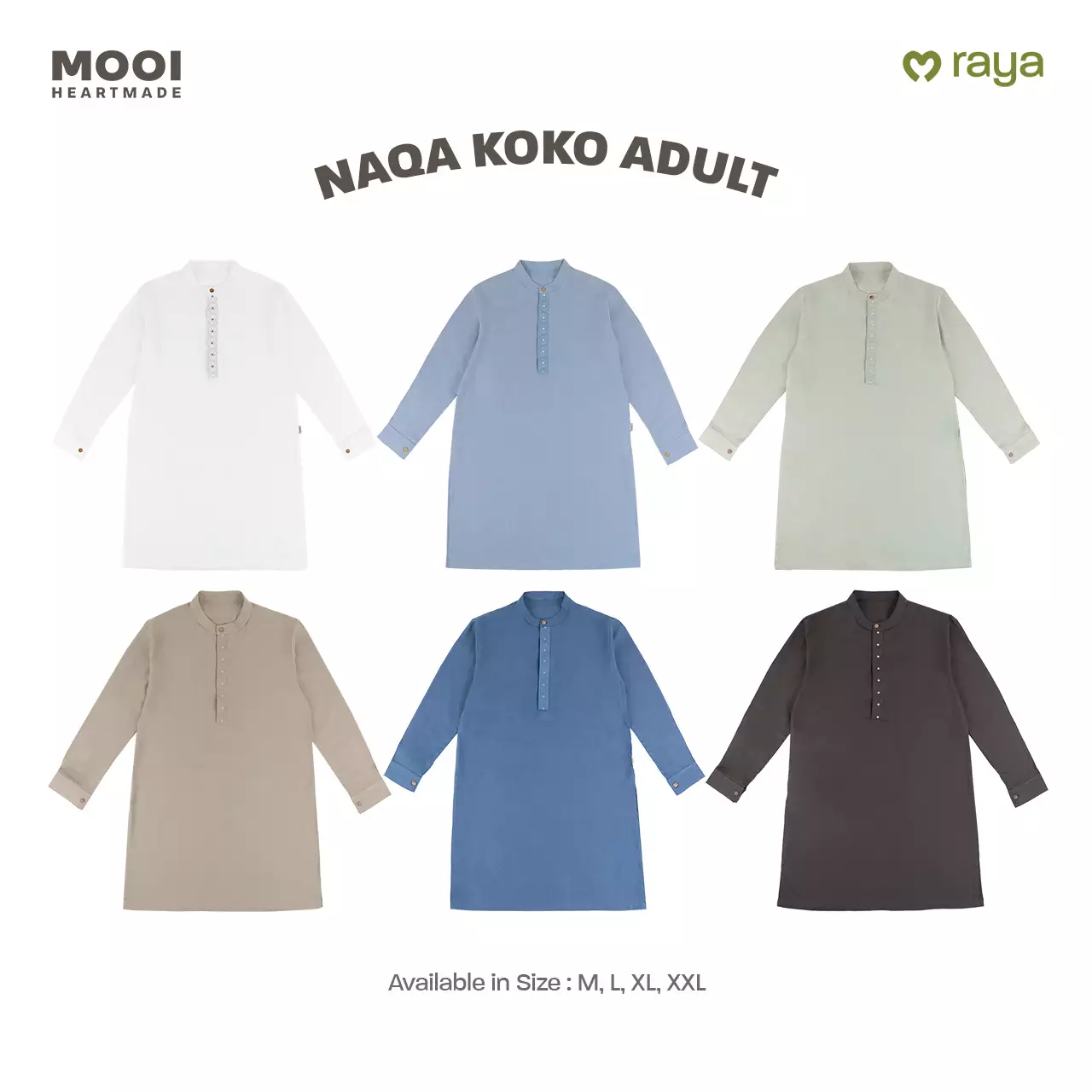 Mooi Atasan Pria Kemeja Pria Naqa Koko - Dusty Blue