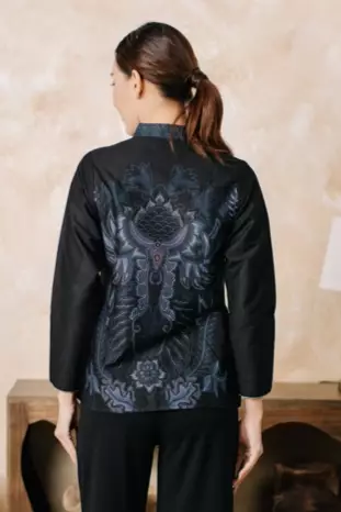 Mahiya Black Blouse Batik Wanita Kutu Baru Katun