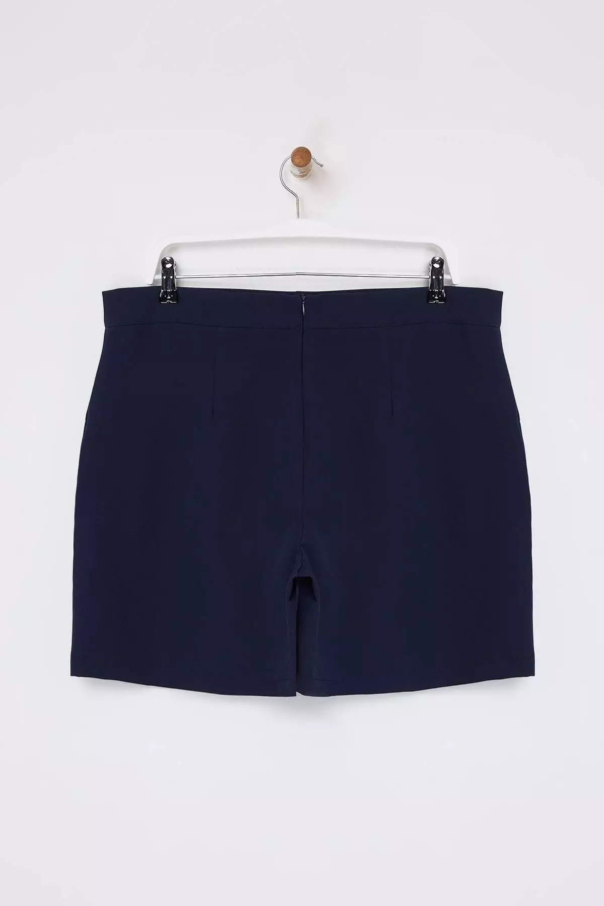 Navy Blue Mini Pocket Woven Plus Size Skirt Tbbss23Az00051