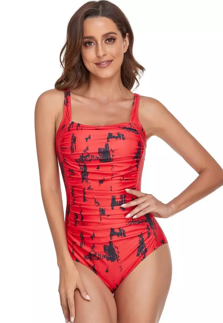 Red and black swimwear outlet