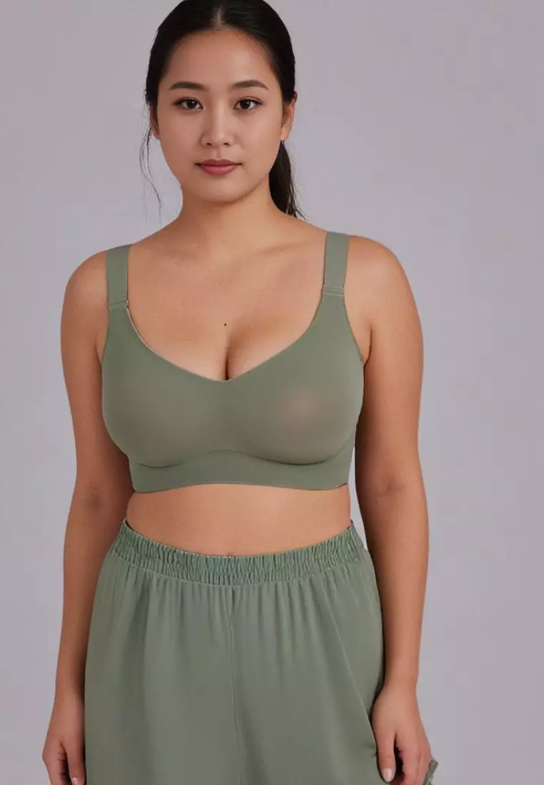 Premium Melinda Seamless Wireless Padded Support Bra in Green