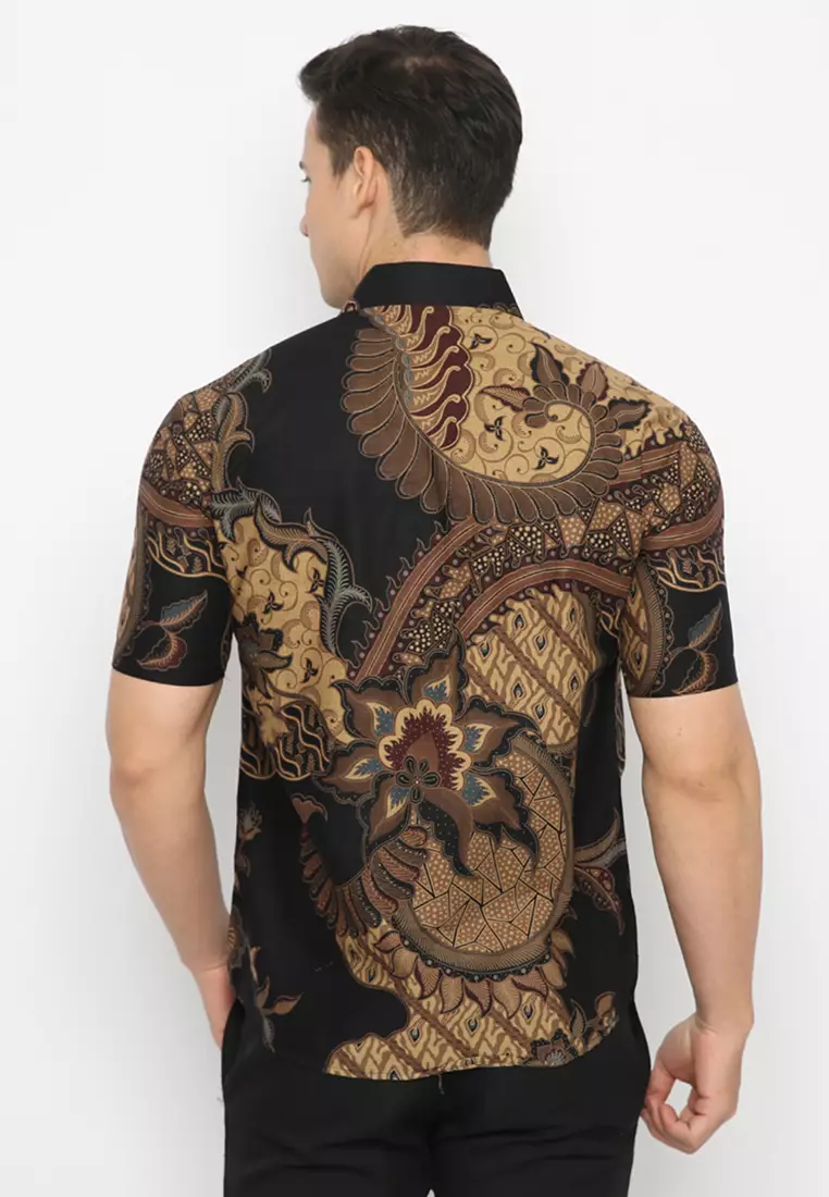 Kemeja Batik Slimfit Nararya Lengan Pendek - Black