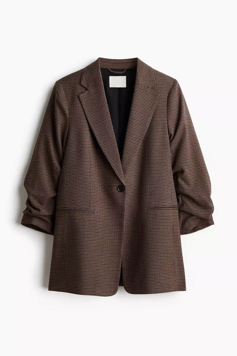 Gathered-sleeve blazer