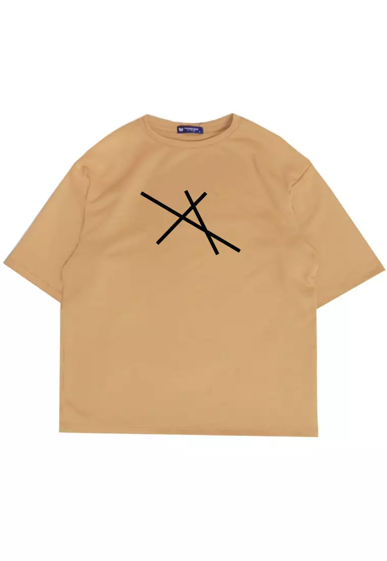 MTN07 kaos oversize abu abu garis scuba bahan tebal khaki