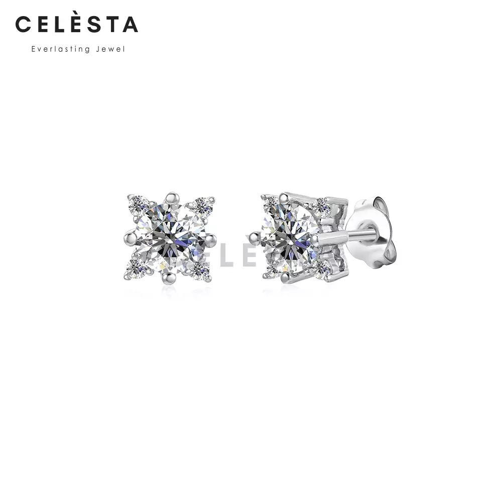 Berlian Moissanite Chimere Earring [GRA CERTIFICATE MOISSANITE DIAMOND] - Anting 0.5ct Moissanite Diamond with 925 Silver Celesta Moissanite
