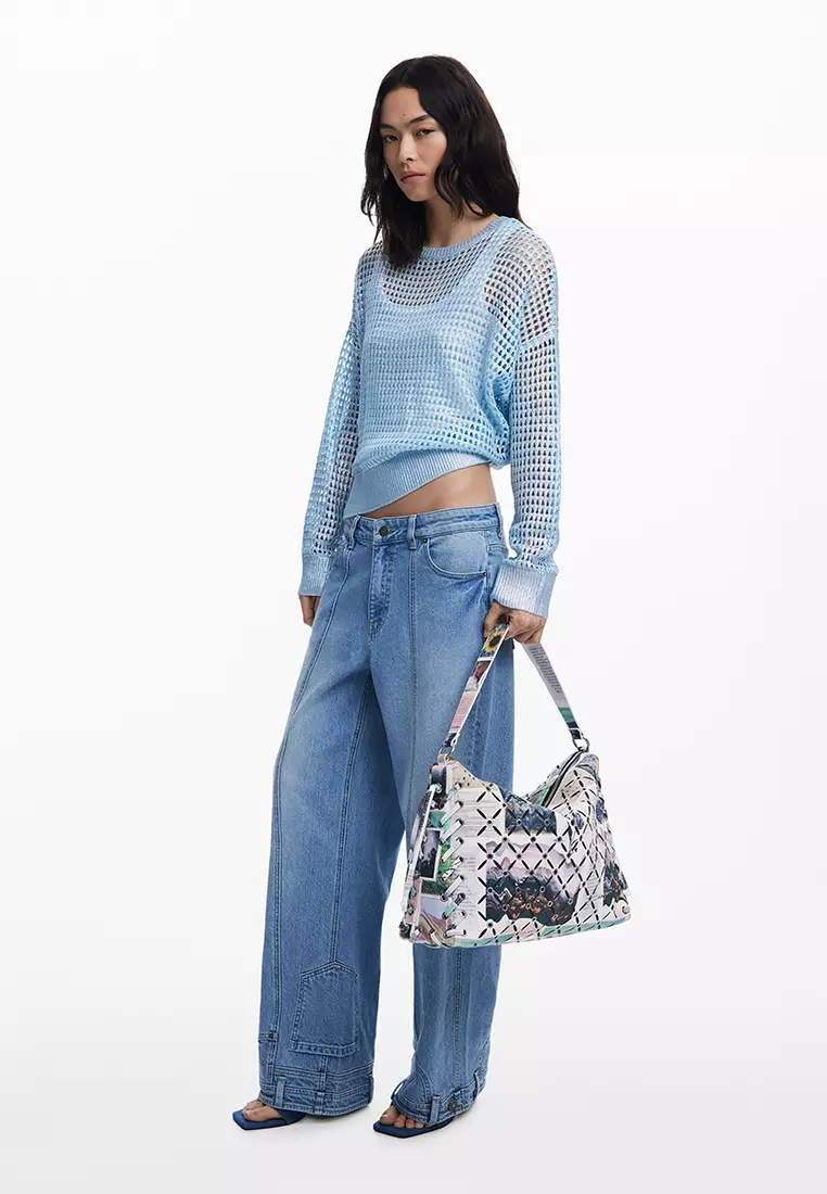 Medium Collage perforated crossbody bag