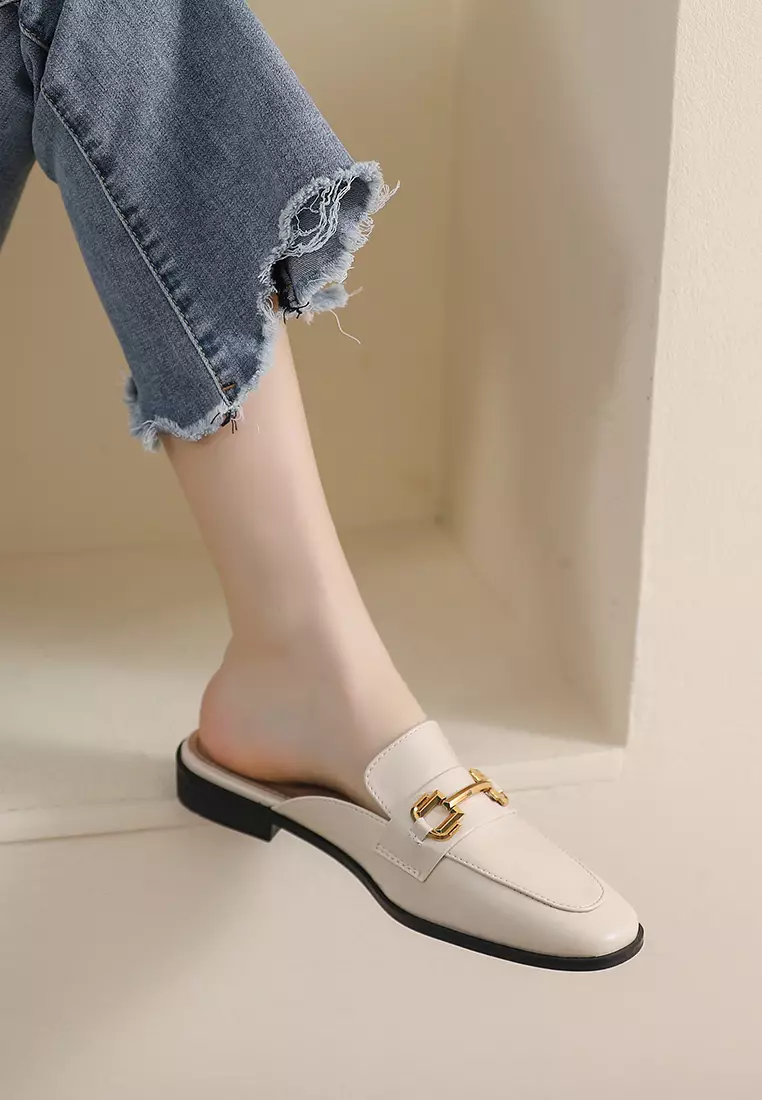 Horsebit Synthetic Leather Mules WW340-6