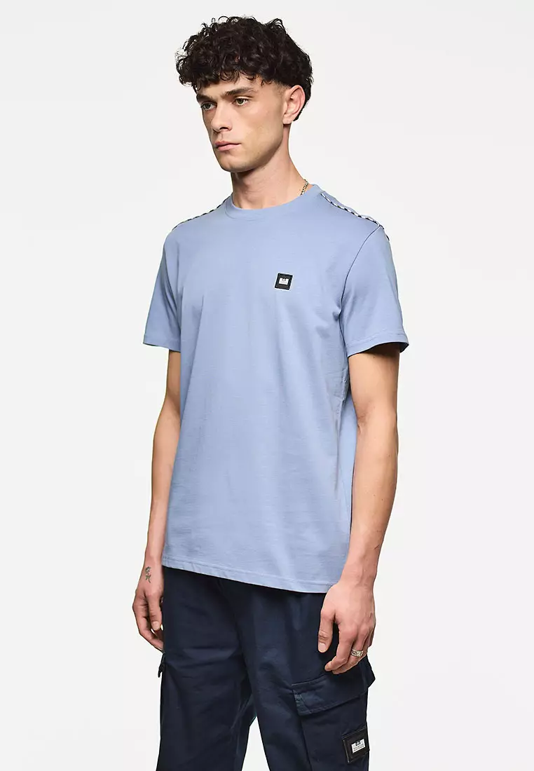 MENS BLUE SHADOW MANUEL TEE WITH MID HOUSE CHECK PIPING
