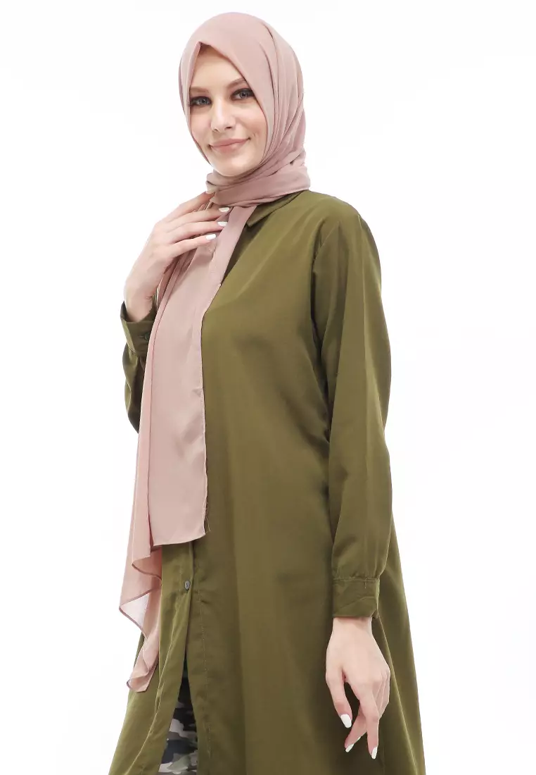 Sakilah Hijab Pashmina Ceruty Baby Doll Wanita Polos Relaxed Fit - Mocca