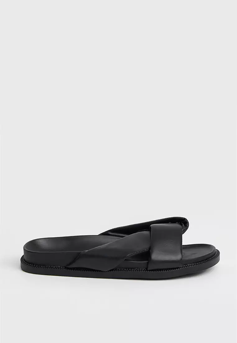 Buy Penshoppe Women's Smooth Leather Slip-On Sandals with Rubber