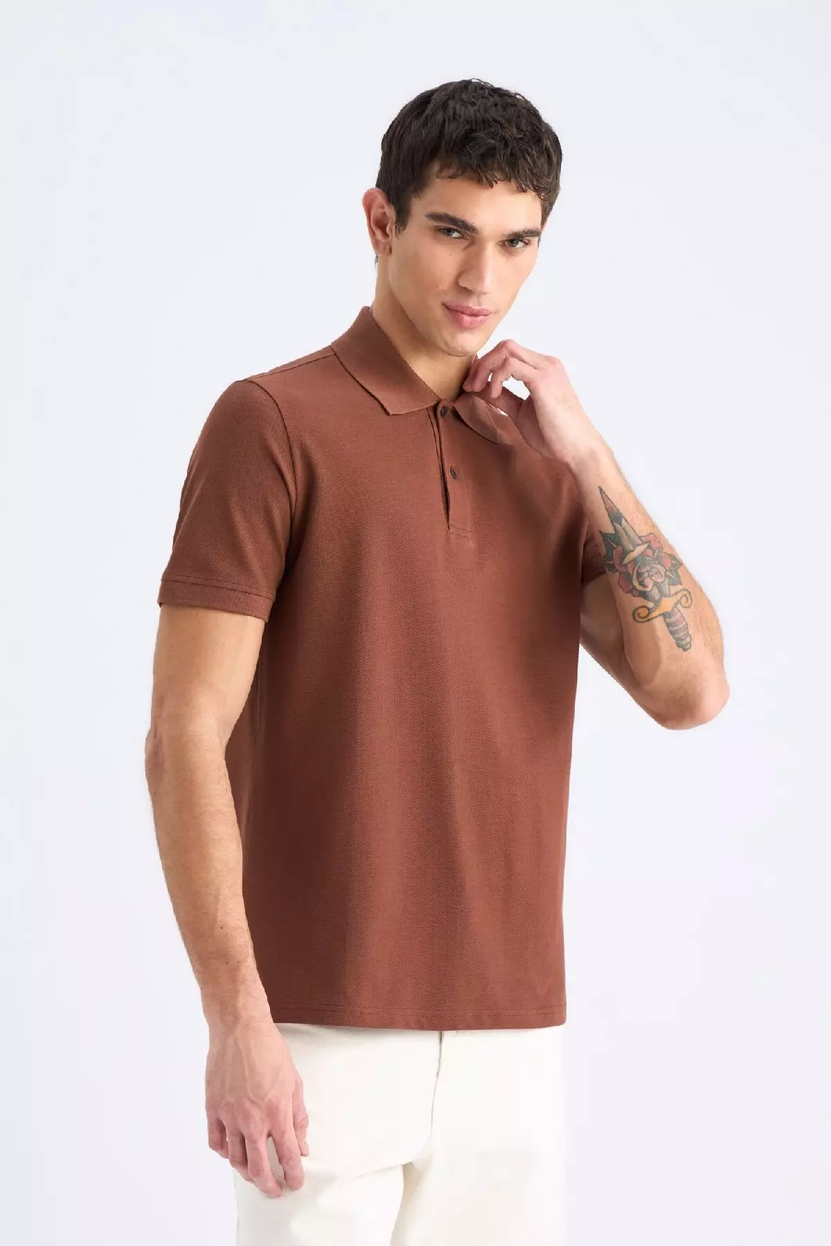 100% Cotton Regular Fit Short Sleeve Basic Plain Pique Fabric Polo T-Shirt C1293Ax25Sp