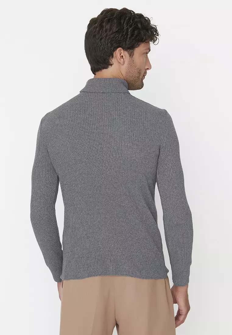 Slim Fit Turtleneck Corduroy Knit Sweater