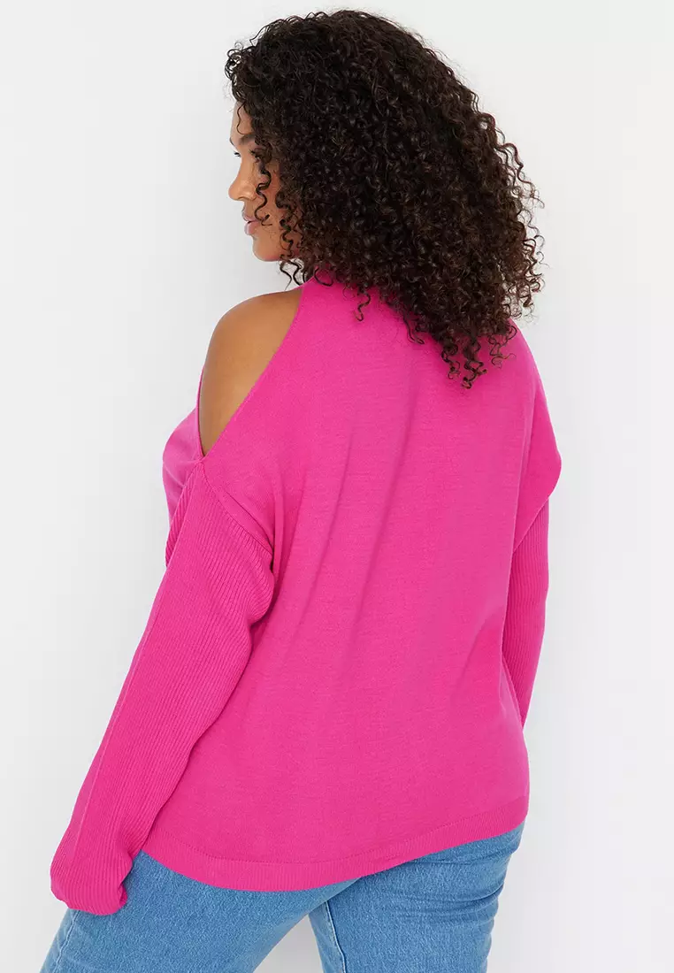 Plus Size Cut Out Detailed Knitwear Sweater