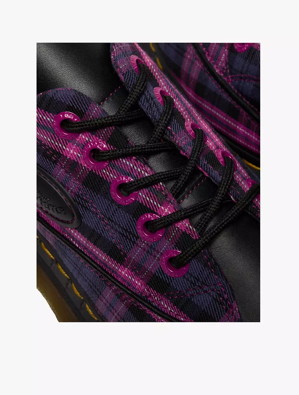 Dr. Martens Buzz 5i 5 Eye Shoe Black+Pink Multi Tartan Woven+Sendal