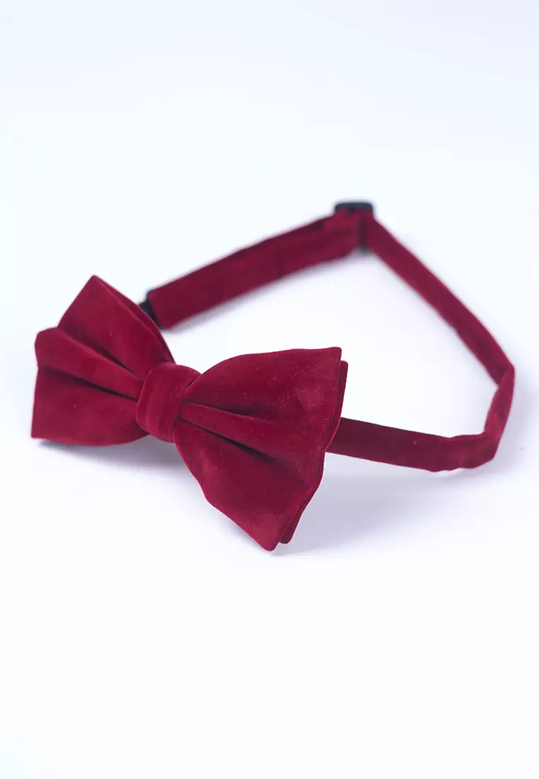 Dasi kupu kupu bowtie wedding bahan suede / beludru marun