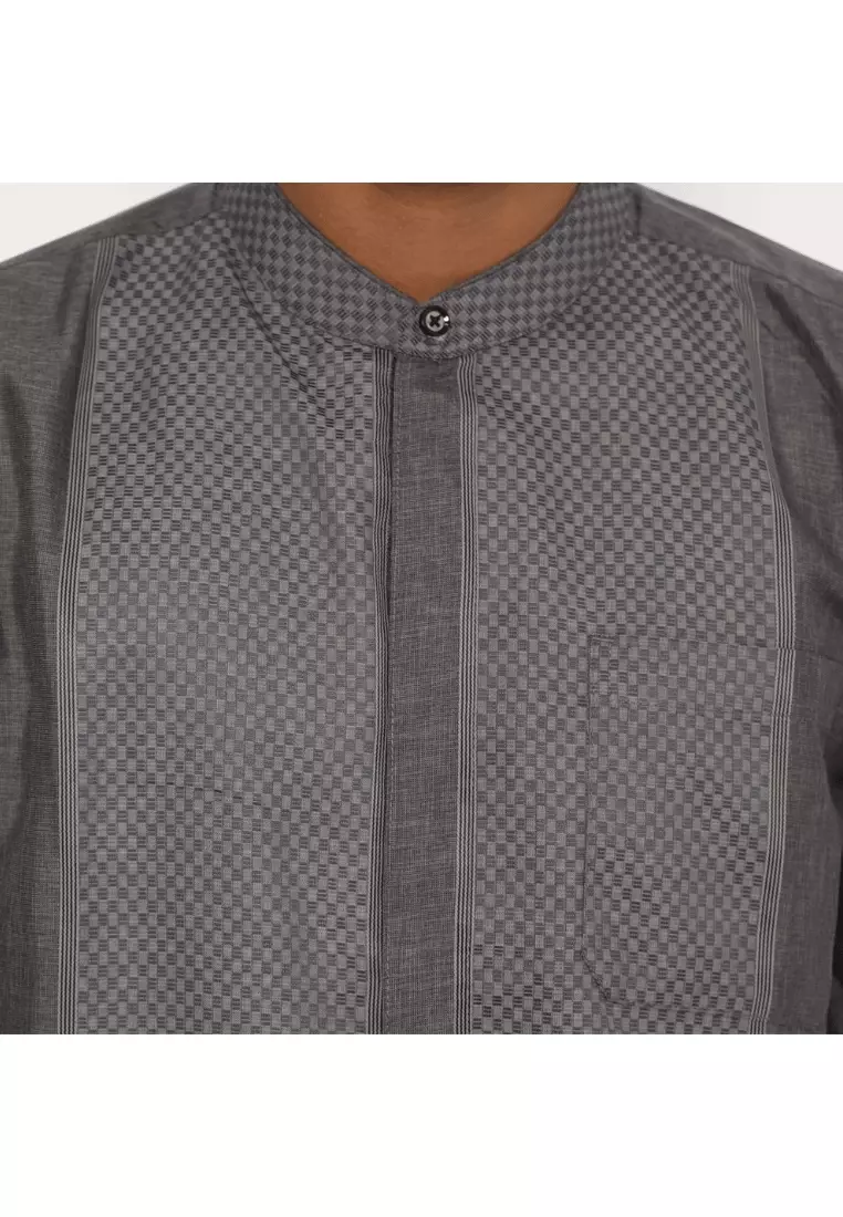 RBJ Kemeja Koko Border Abu Regular Fit Pria