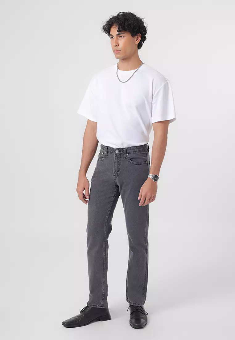 801 REGULER FIT TWIL JEANS COAL GREY - Celana Panjang Denim Pria