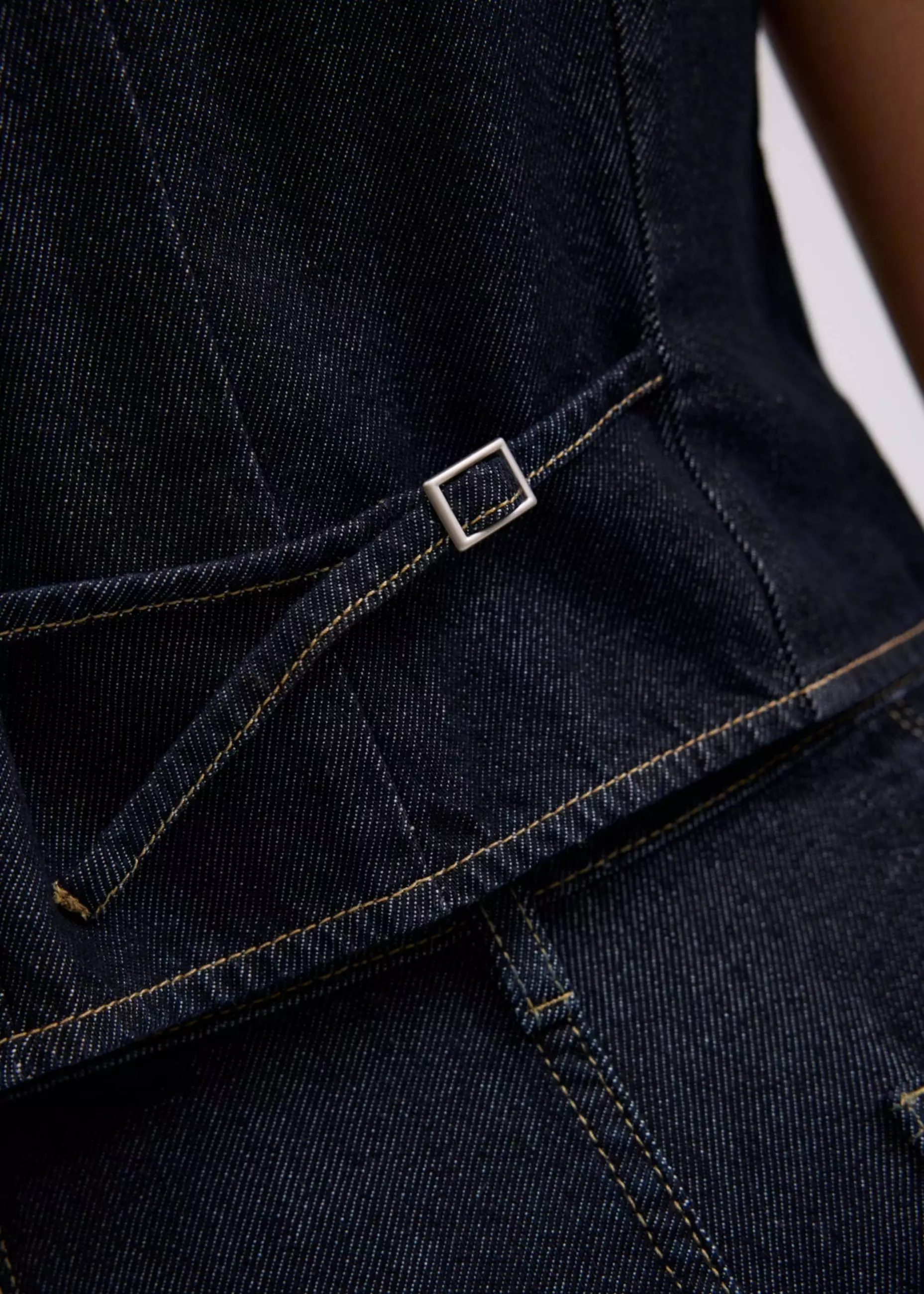 Vest Wanita - Relaxed Denim Scoop Neck Tailored Vest