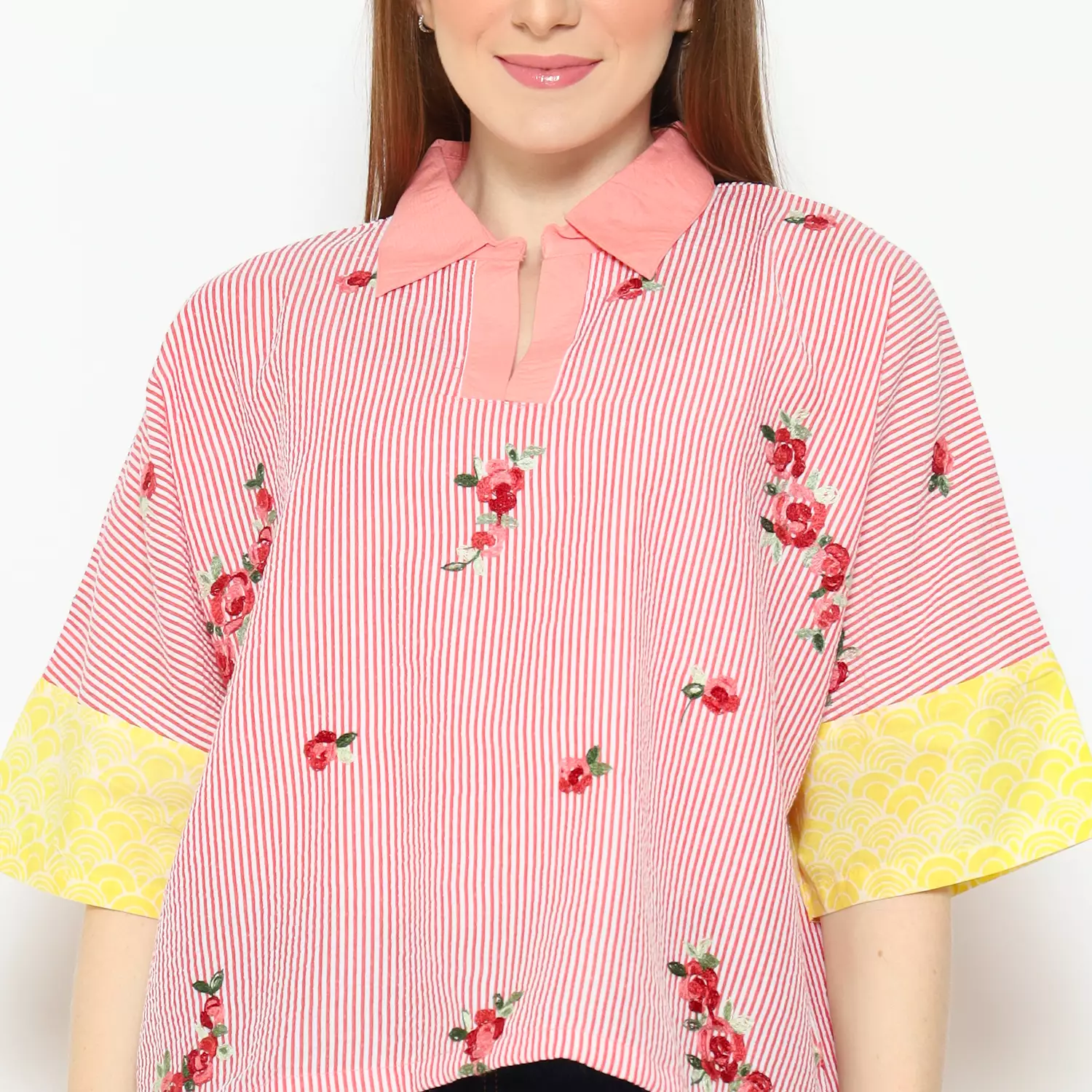 Blouse Batik Wanita - Bhatara Batik Solstice - Atasan Batik Modern Lengan Pendek