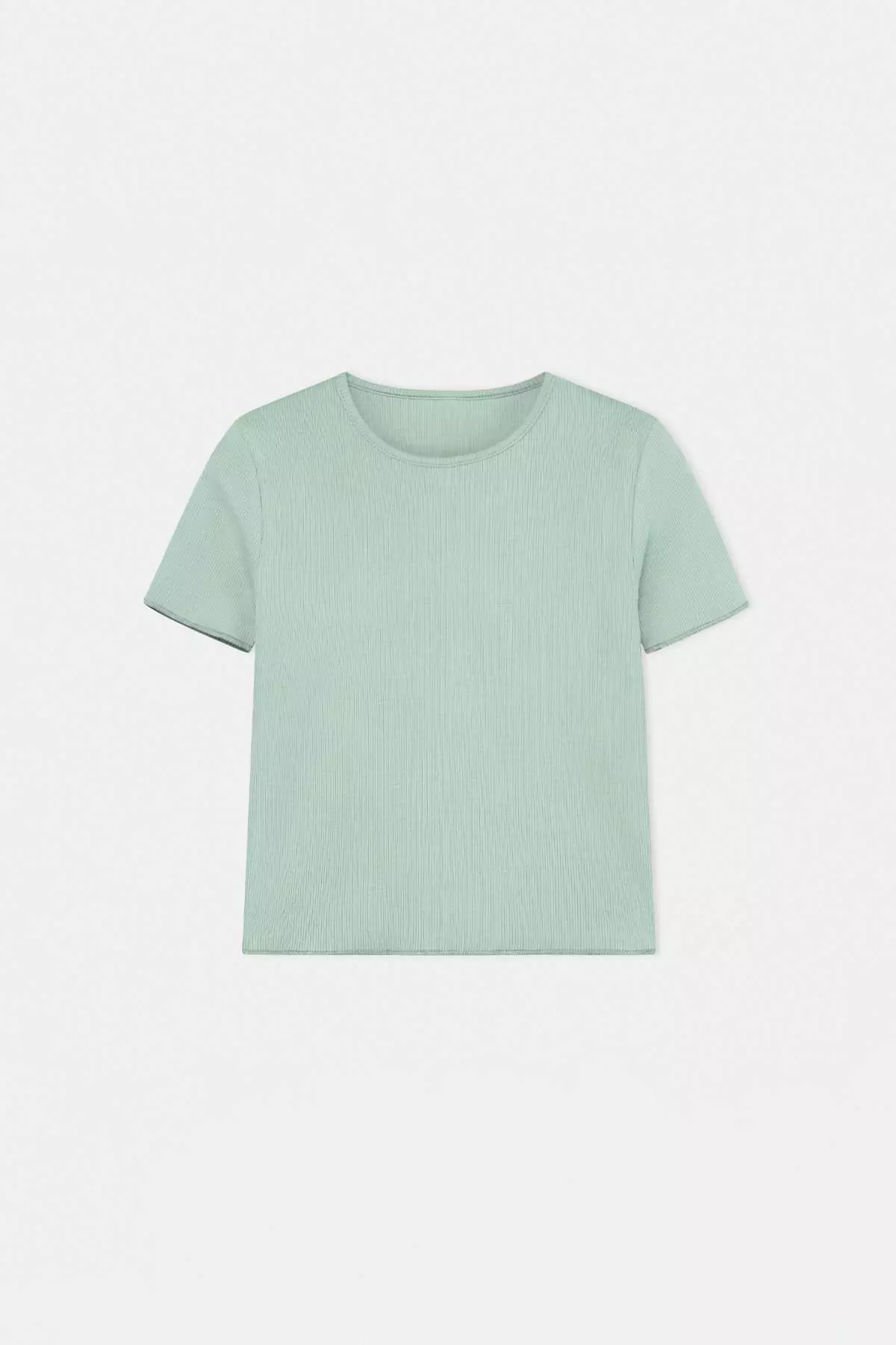 Pink-Mint Embroidered Knitted T-Shirt Tkdss25Ts00027