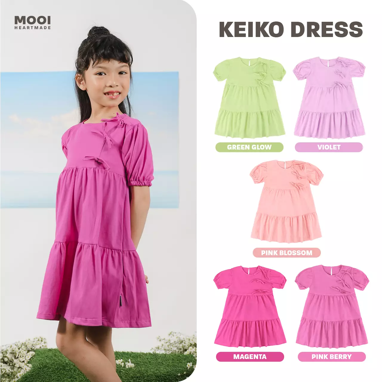 Mooi Dress Anak Perempuan Keiko Dress - Green Glow