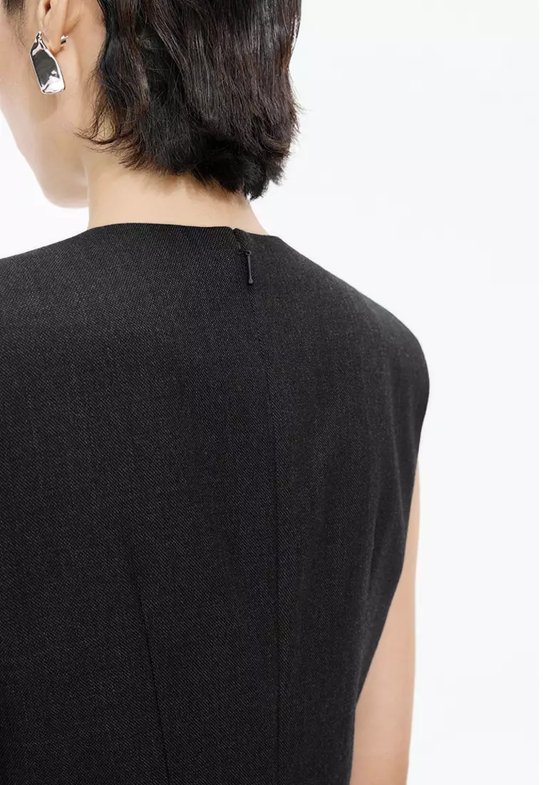 [Cocktail] Blend 3D Pattern X-line Sleeveless Dress