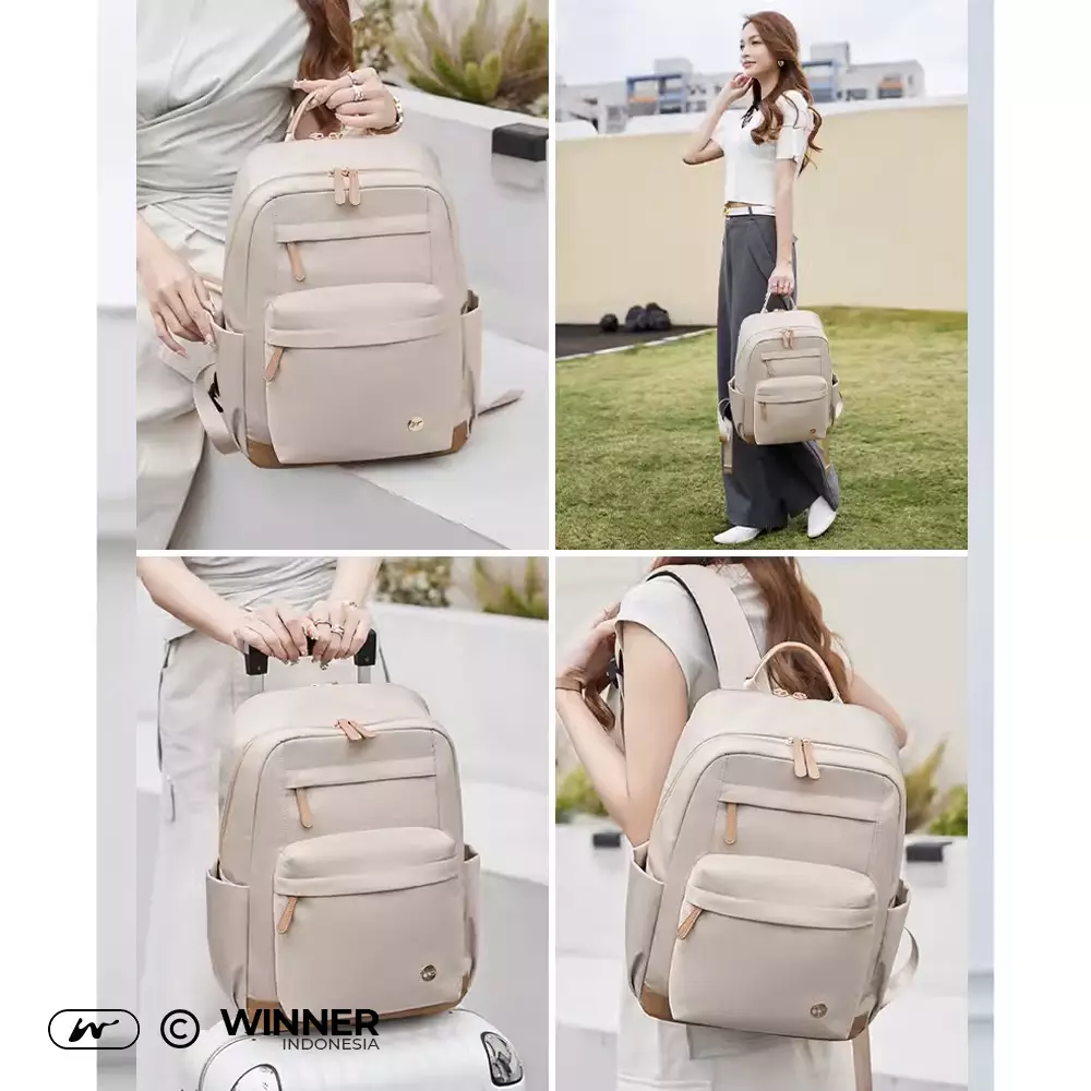 Tas Ransel Laptop 14 inch Oxford Anti-Air Backpack Korean Style (T14-011) - Warna Hitam 14 inch