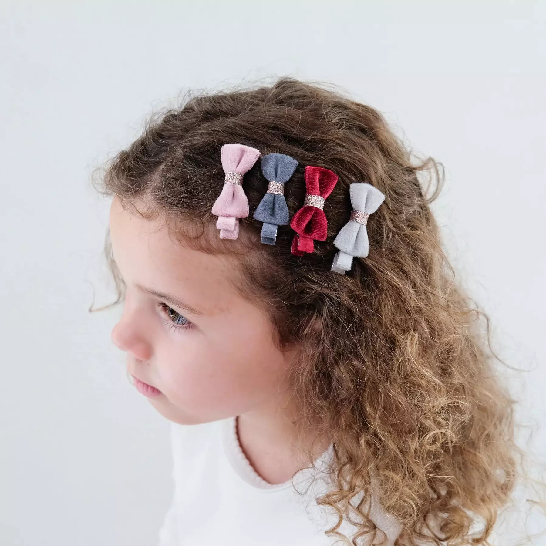 Mimi & Lula Christmas Velvet Bow Clips - Jepitan Rambut Anak Perempuan (Multi)
