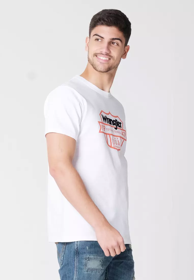 Graphic Logo T-Shirt for Men in White Color