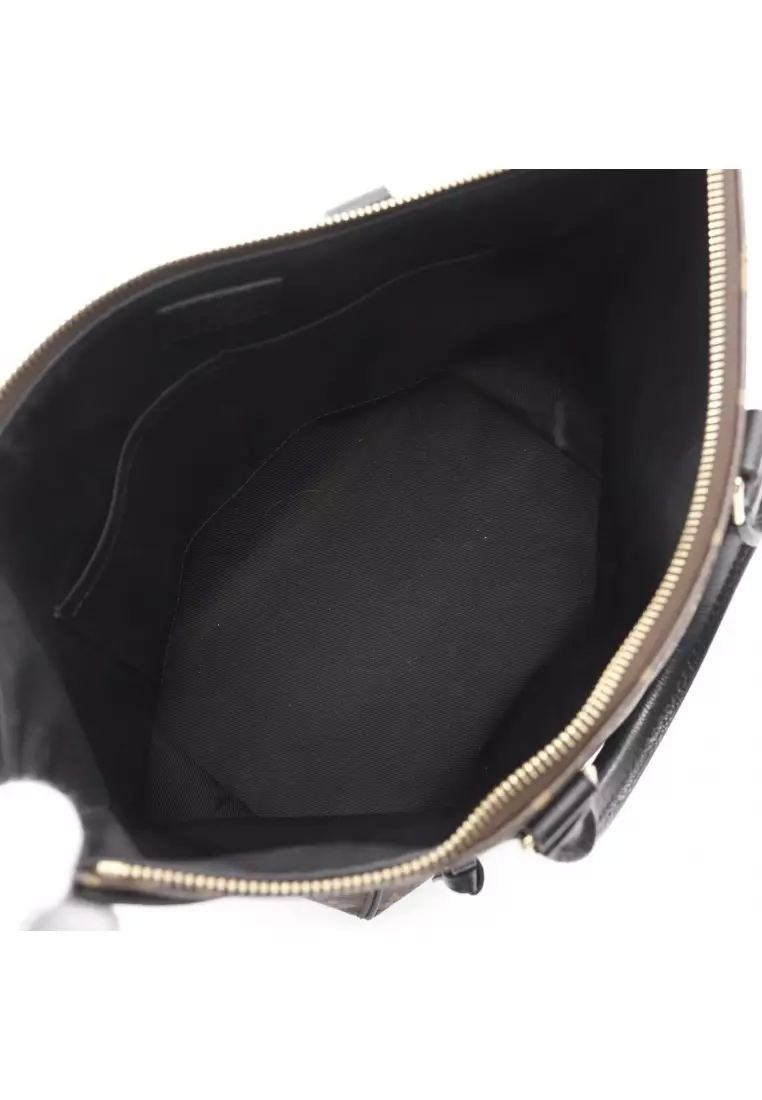 Pre-Loved Louis Vuitton Tournelle PM monogram Noir Handbag PVC leather Brown black 2WAY