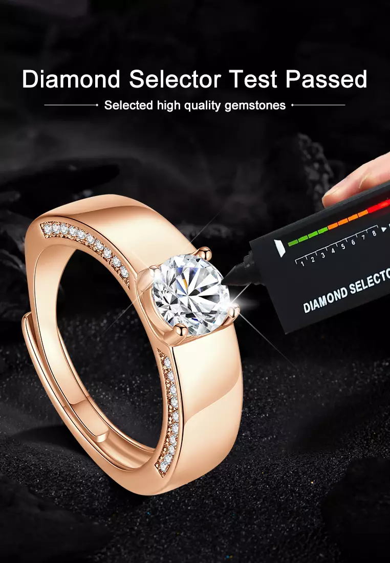 Cincin Pria Berlian Titanium Original 1 Karat Perhiasan Tunangan Cincin Cowok Free Size COD