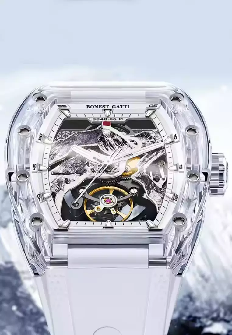 自動中性 K9 水晶手錶，橡膠錶帶