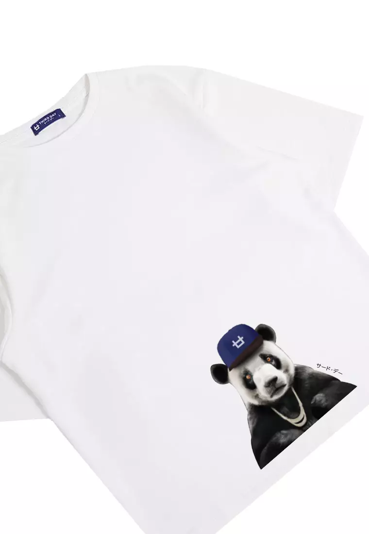 MTO26 kaos oversize panda beruang aesthetic naer premium coklat scuba tebal putih