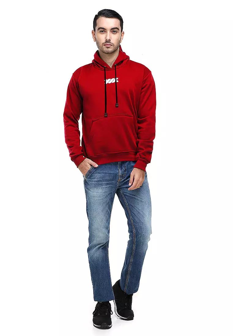 Clover Jaket Hoodie Sweater Pria Chess Centre Casual Jacket Material Fleece ORIGINAL - Maroon