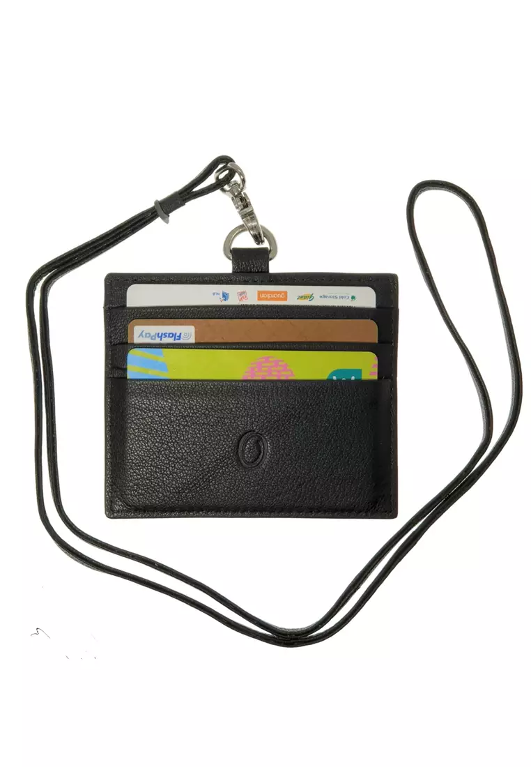 Oxhide Leather Lanyard / ID card holder - 4164LS – Black