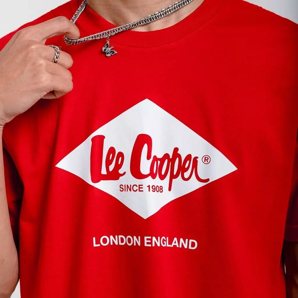 Lee Cooper T-shirt Logo Diamond White Red