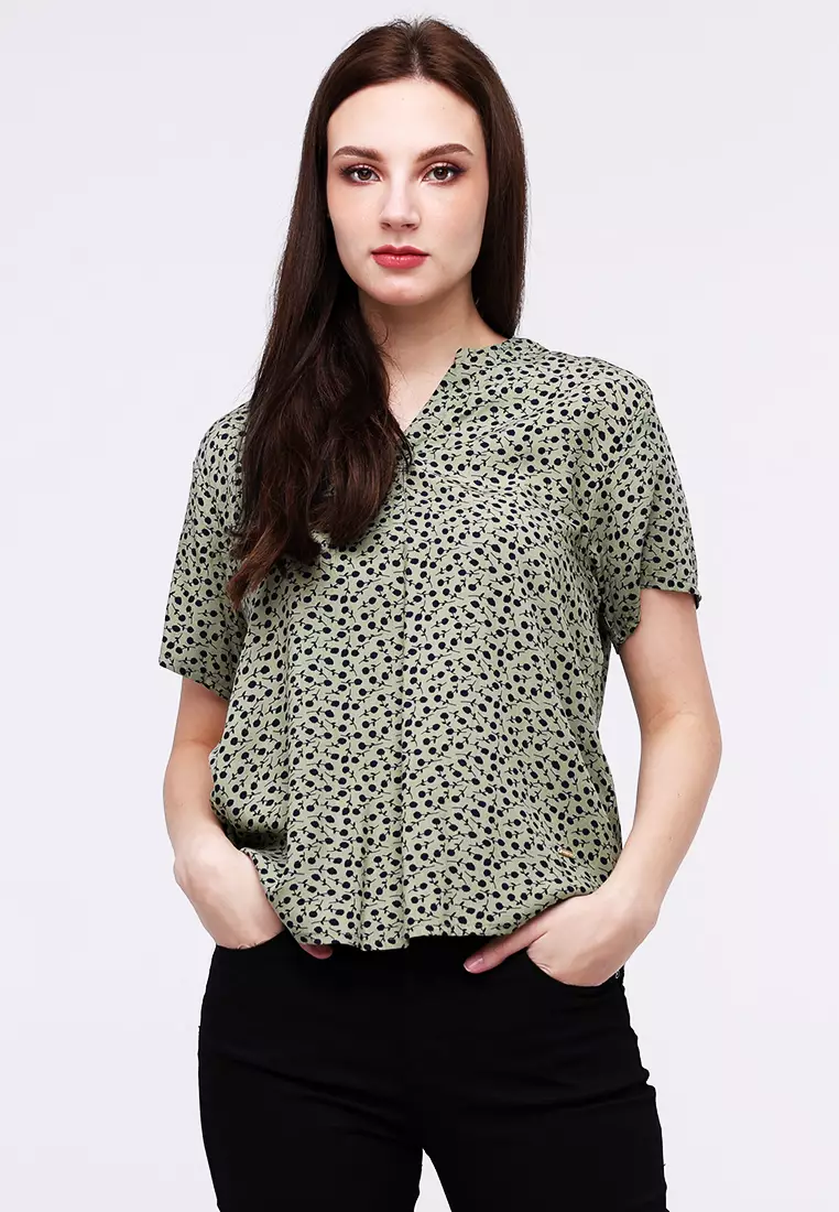 Buy Freego Ladies Woven Plain Soft Linen Short Sleeves Blouse 2024 Online