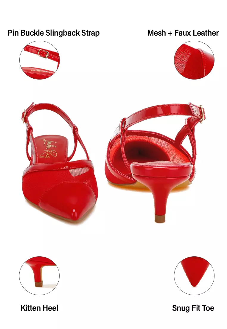 Sandal Slingback Jaring Warna Merah