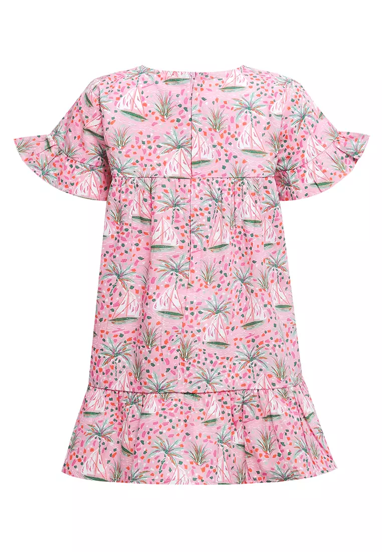 Qna Girl Eion Rok Pendek anak Pink Motif